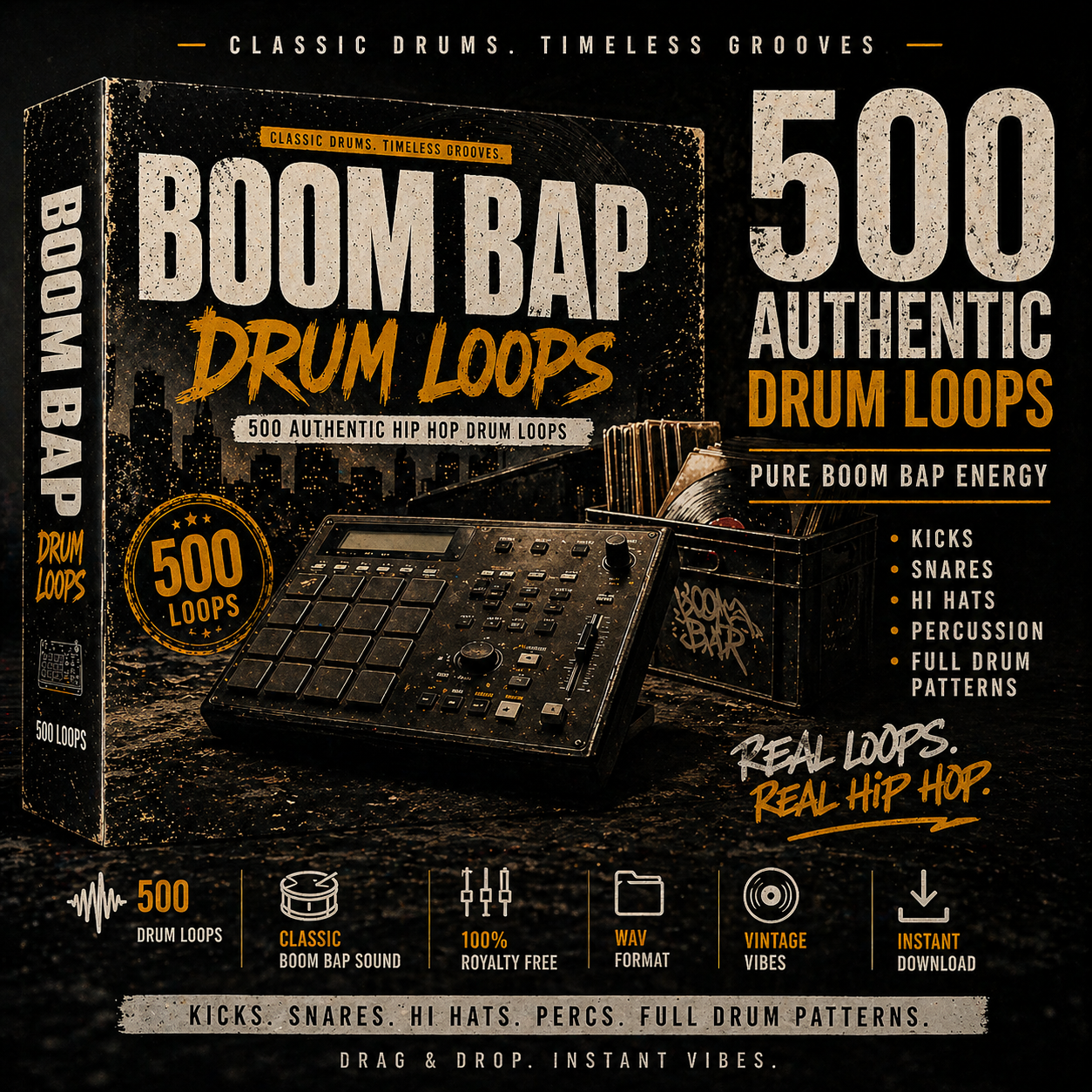 Boombap Drum Loop Pack 500 Loops